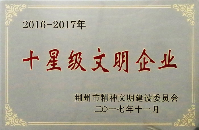 9游会官方网站药业荣获荆州市“十星级文明企业”称号
